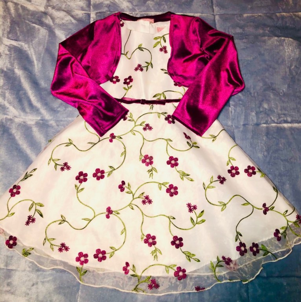 Flower full dress with velore shawl